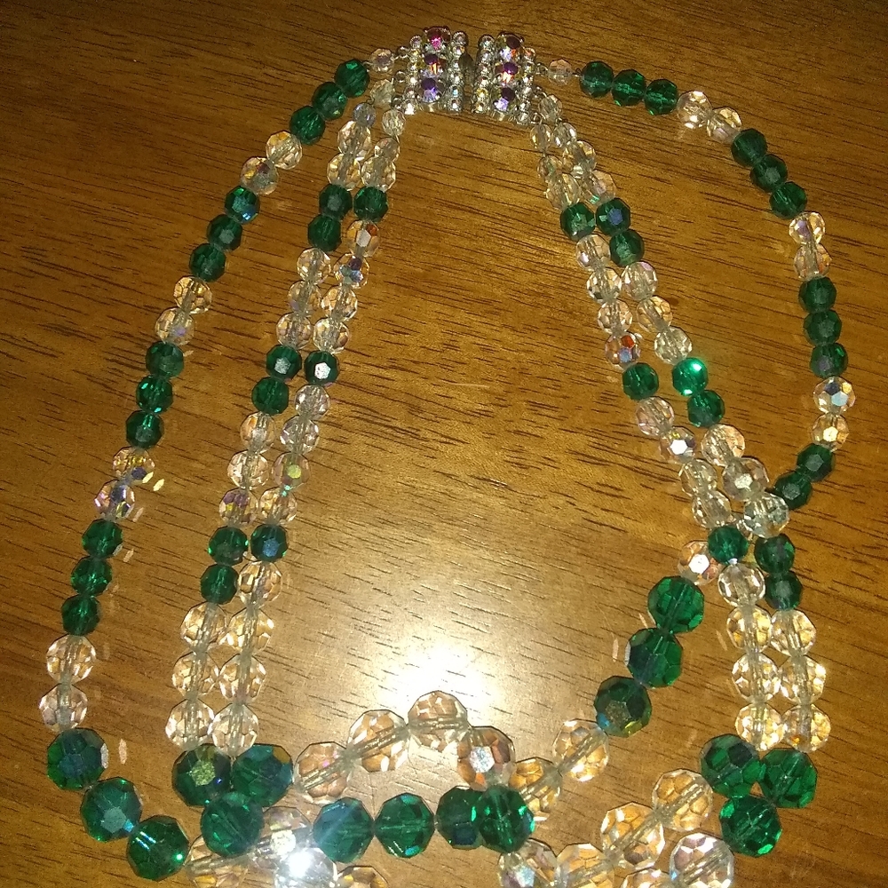 Vintage Crystal Necklace- 3 Strand